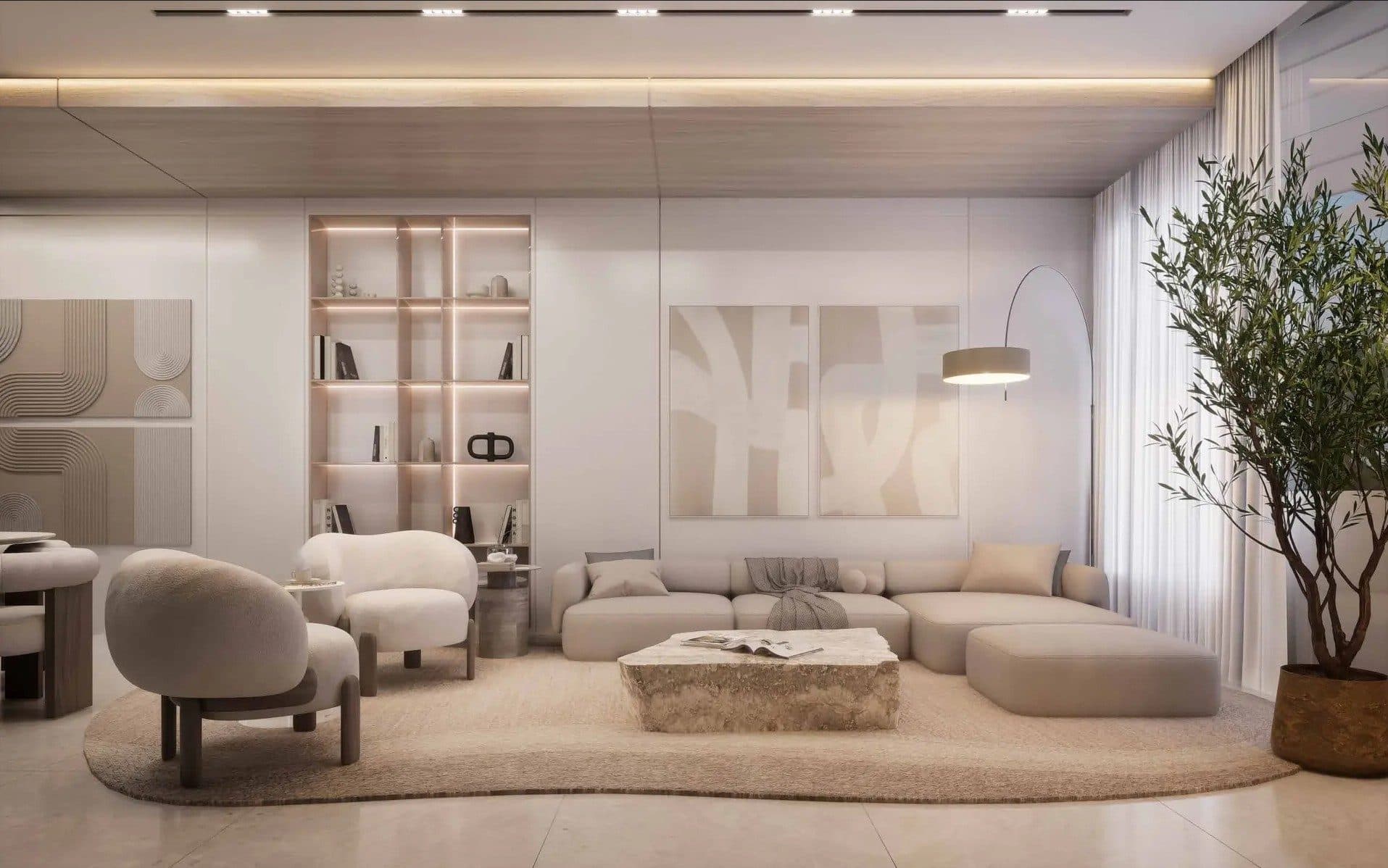 DO Residences Dubai Islands modern serviced apartment interior