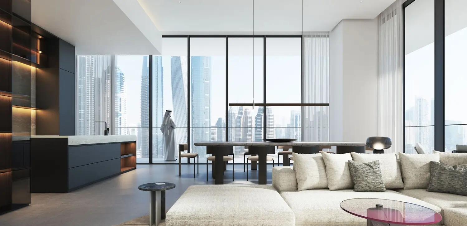 Luxury apartment living room at W The Residences by Arada