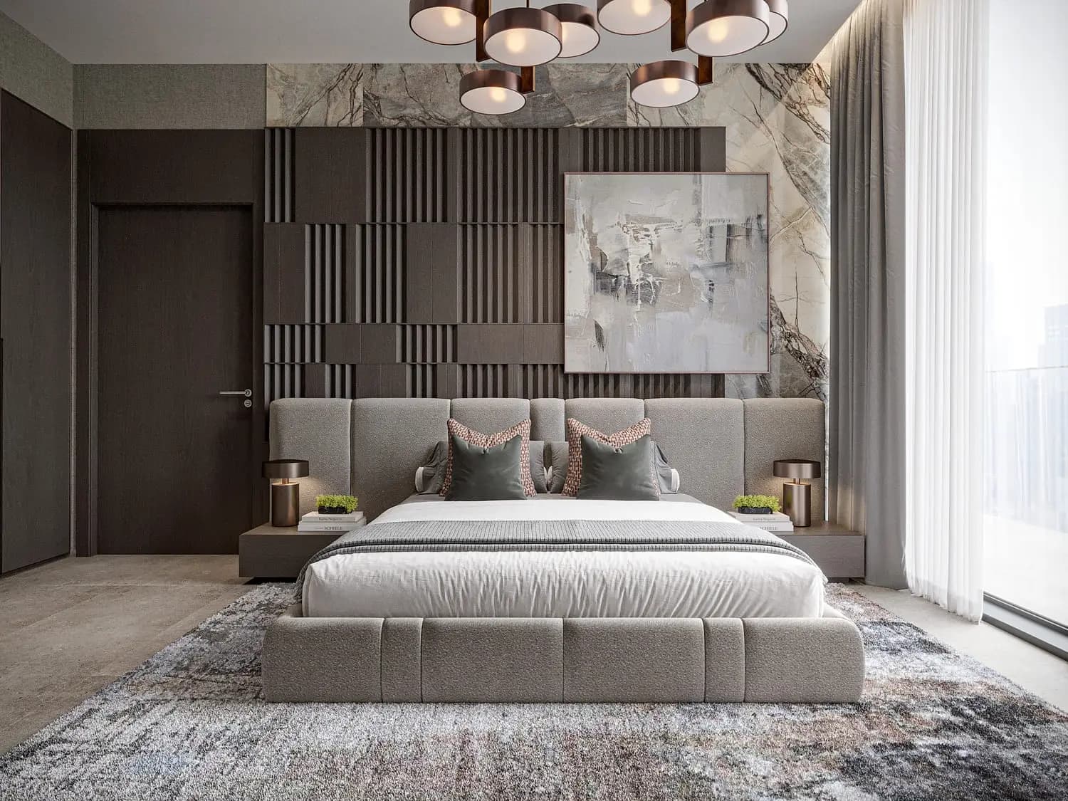 Contemporary apartment bedroom interior at Sierra by Iman