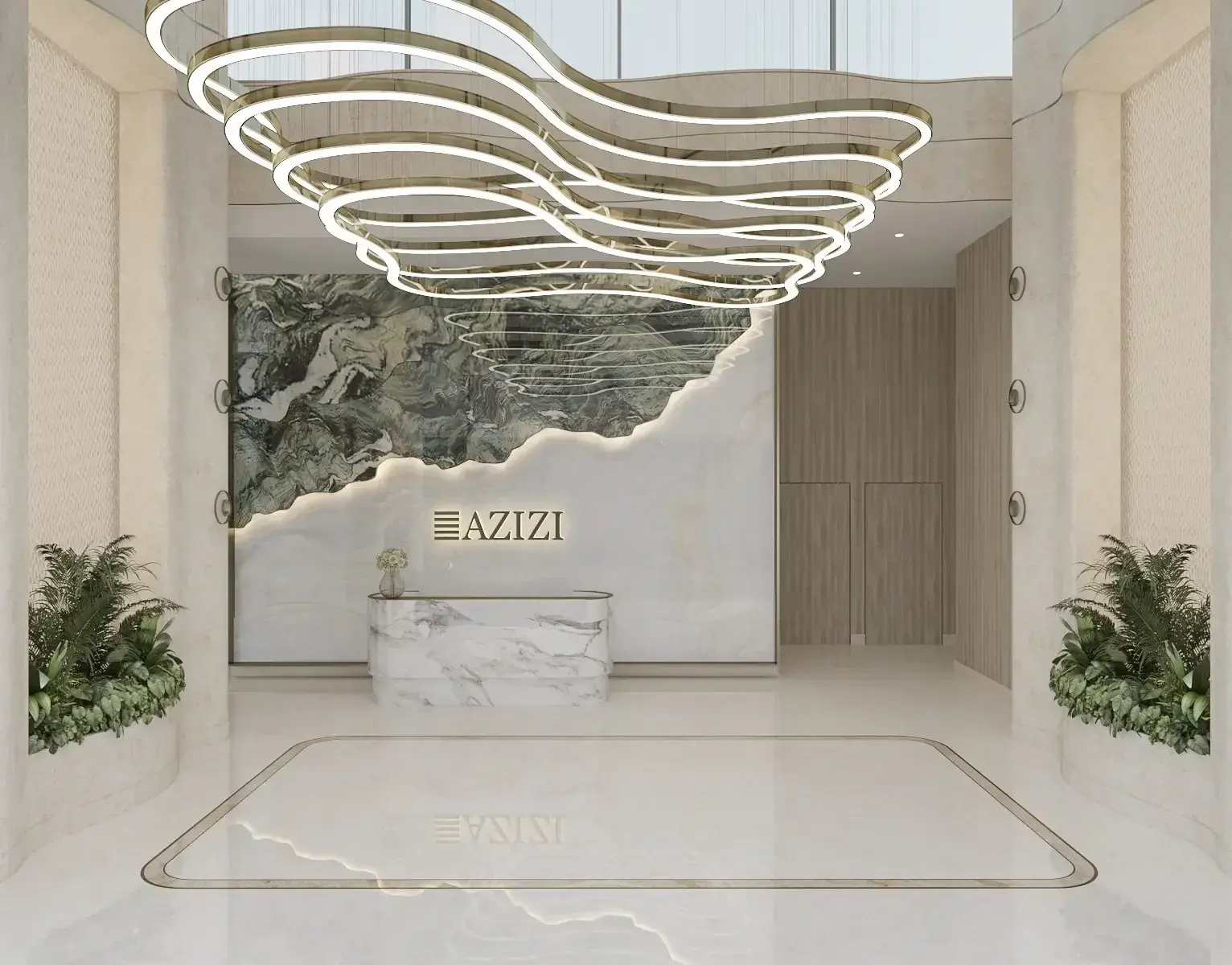 Riviera 58 by Azizi modern apartment interior in Meydan Dubai
